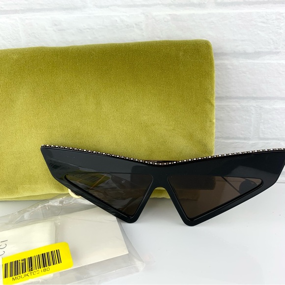 NEW! GUCCI Hollywood Forever GG0430 Black Crystal Cateye Sunglasses $1245 - Picture 1 of 16